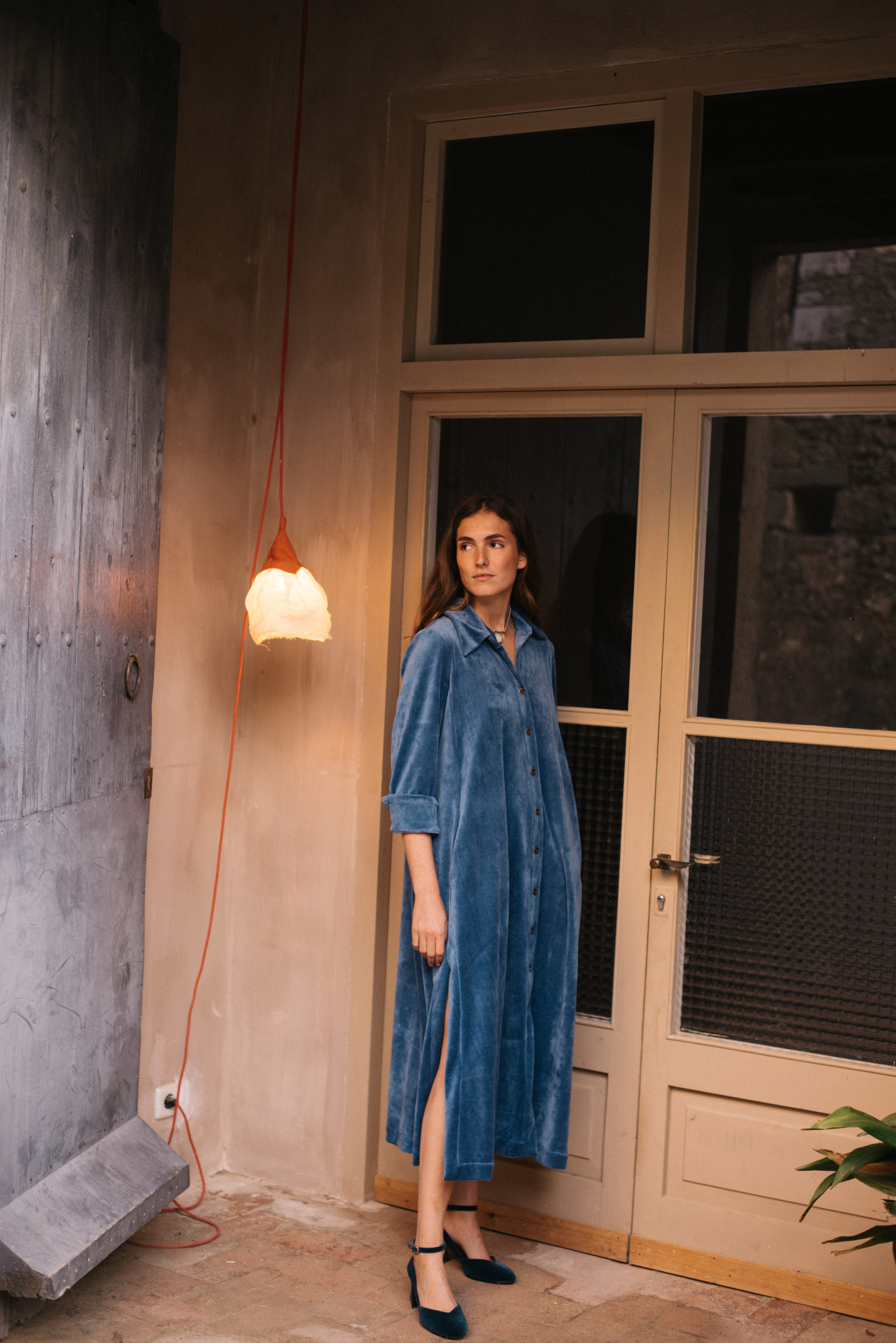 VESTIDO TERCIOPELO AZUL