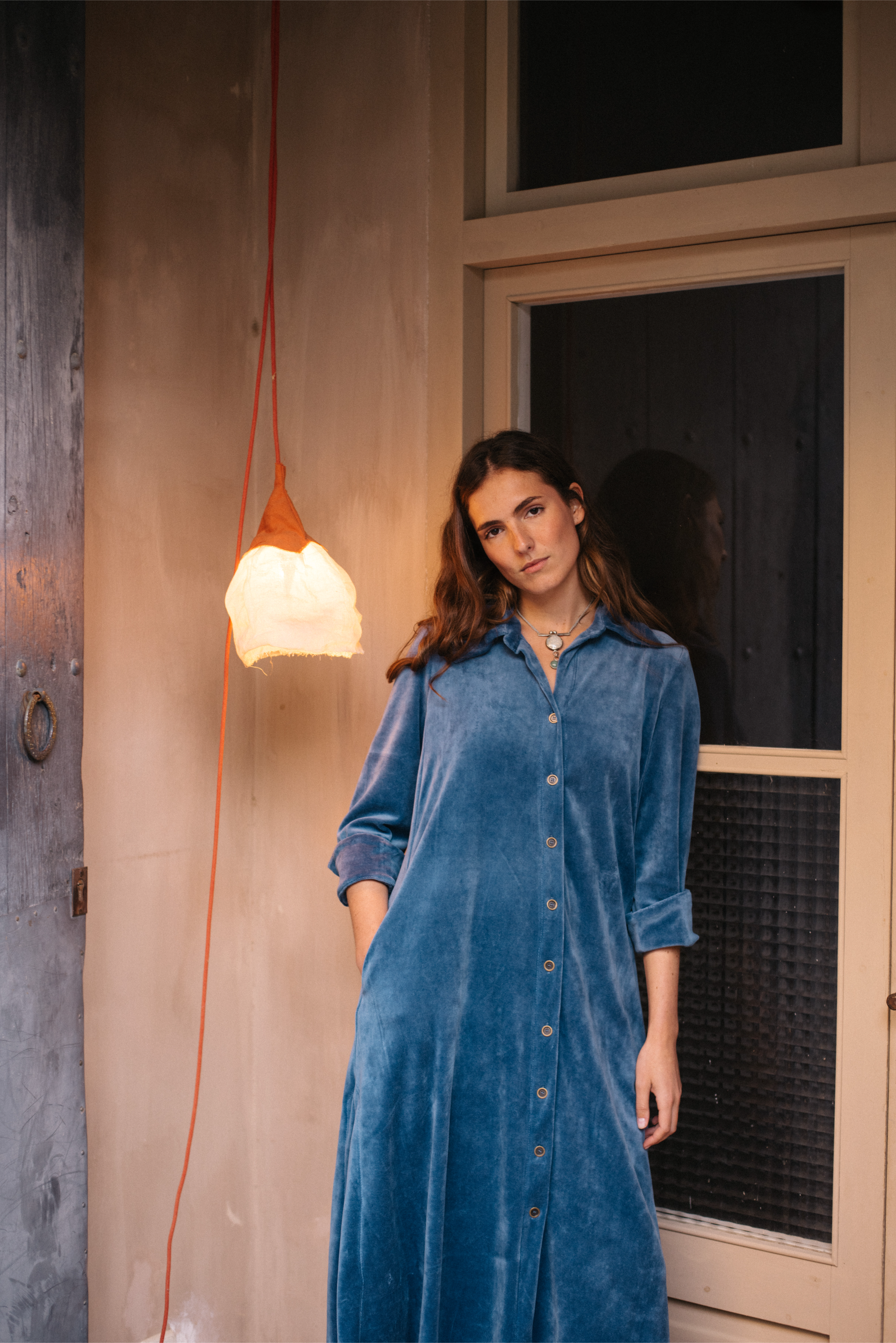 VESTIDO TERCIOPELO AZUL