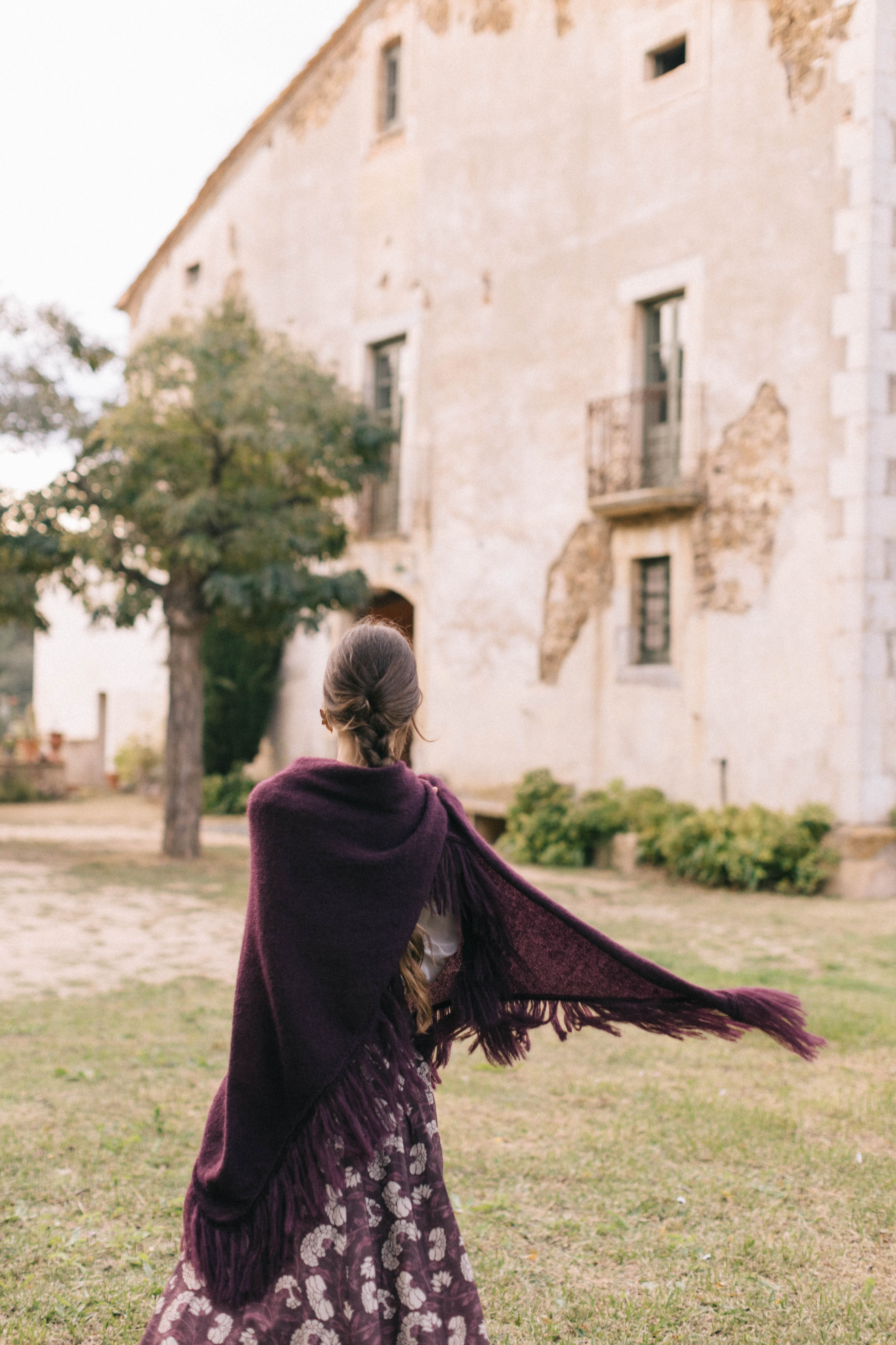 AUBERGINE MOHAIR SHAWL