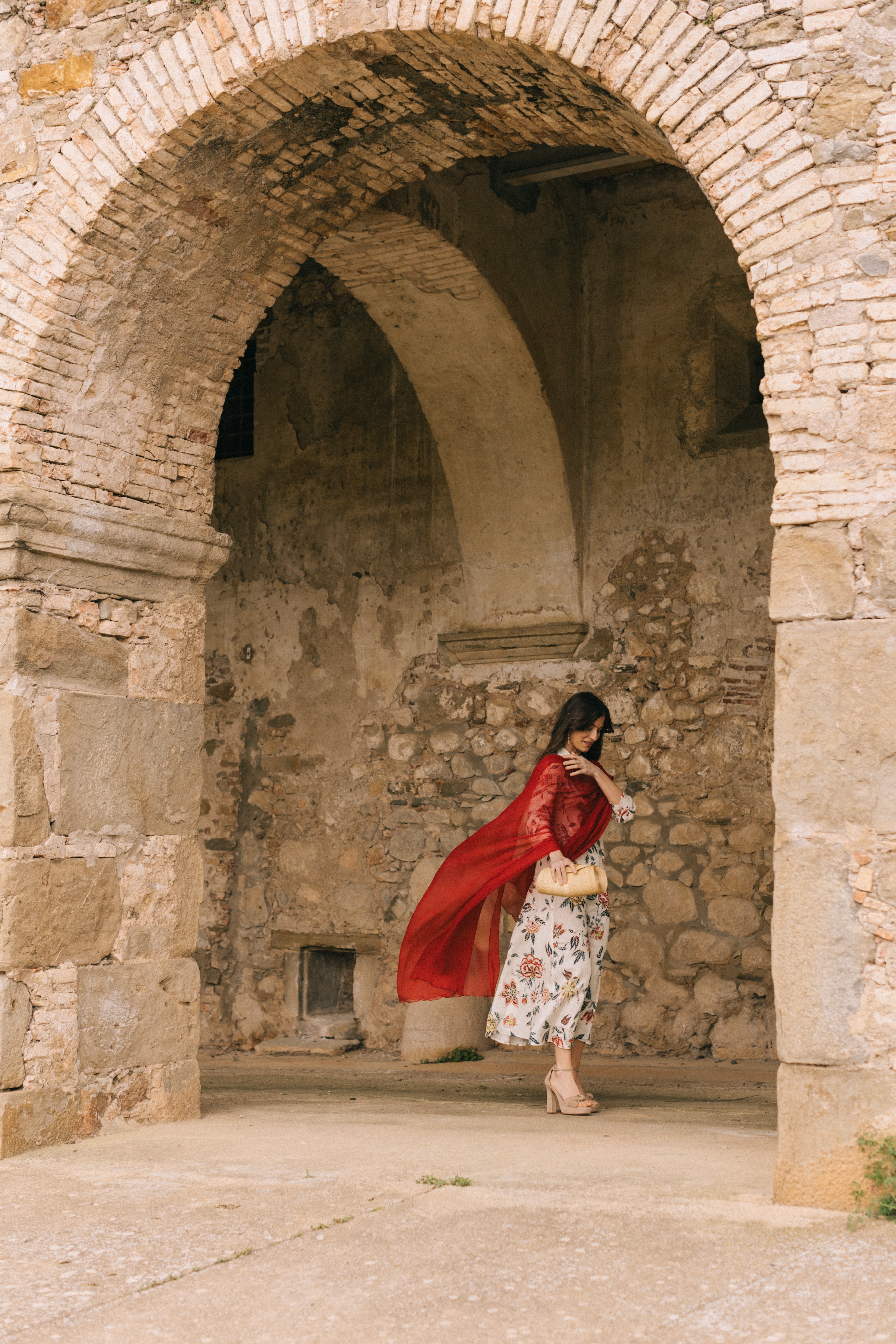 CHAL DE SEDA ROJO