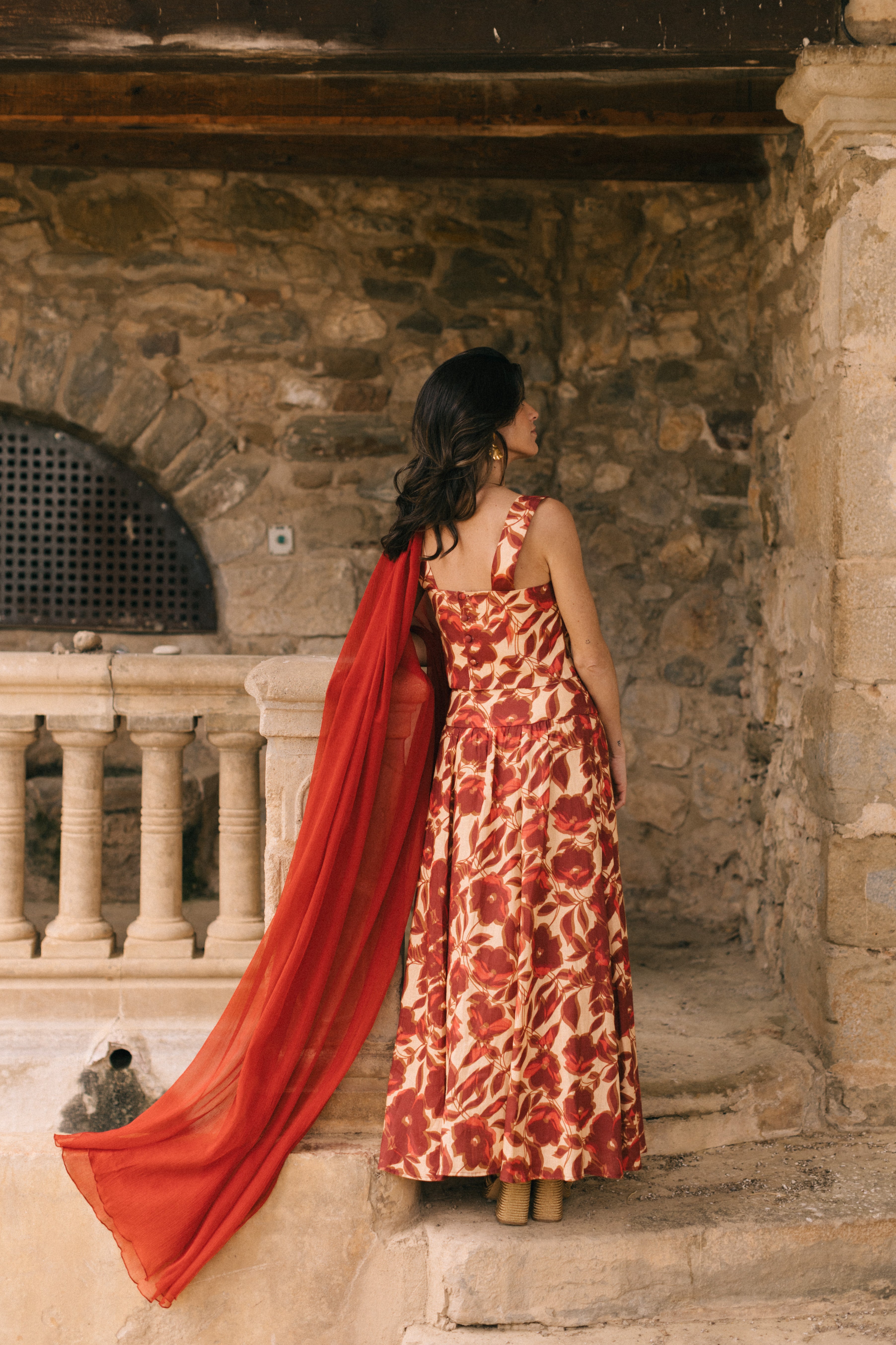 CHAL DE SEDA ROJO