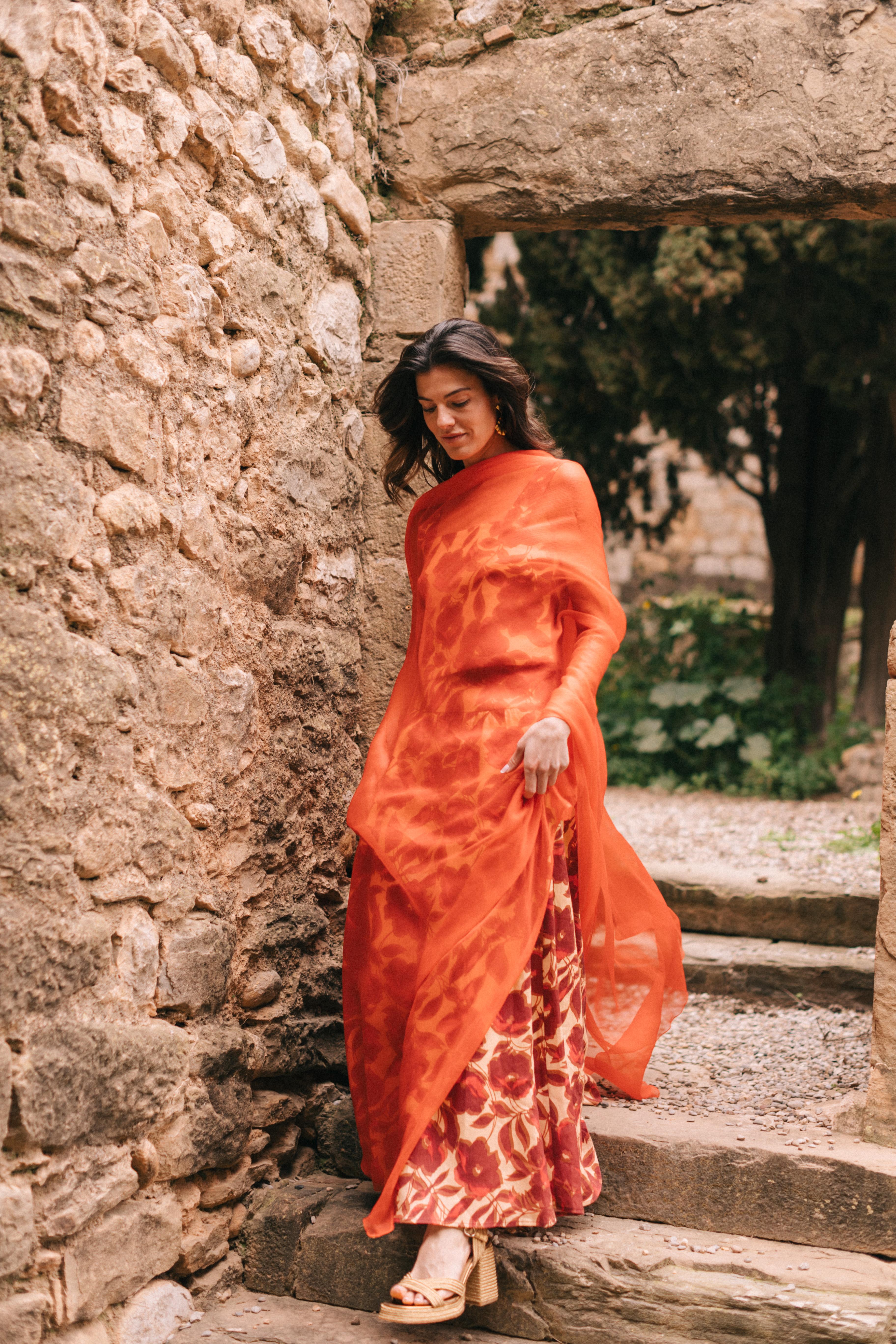 ORANGE SILK SHAWL