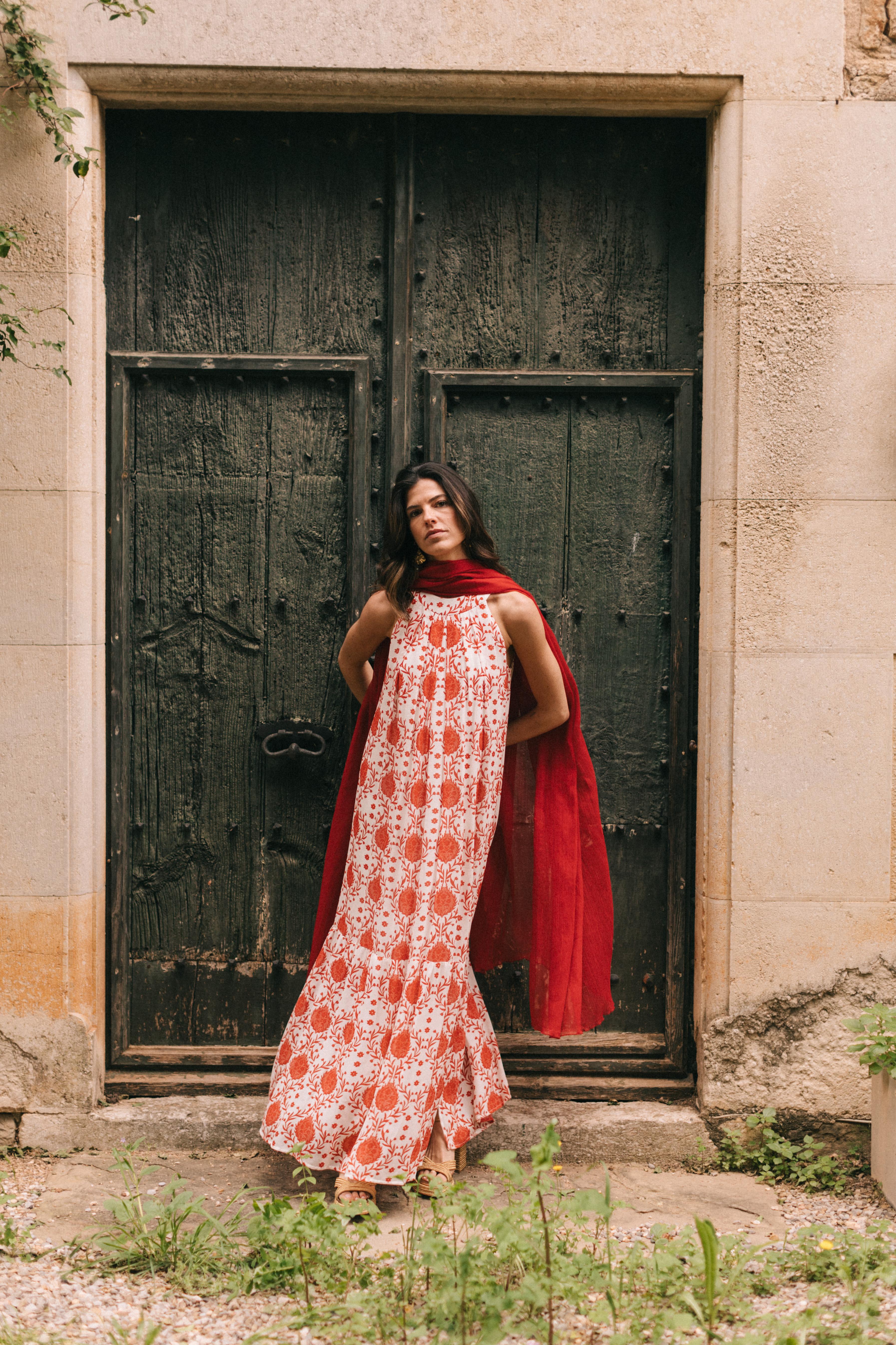 CHAL DE SEDA ROJO