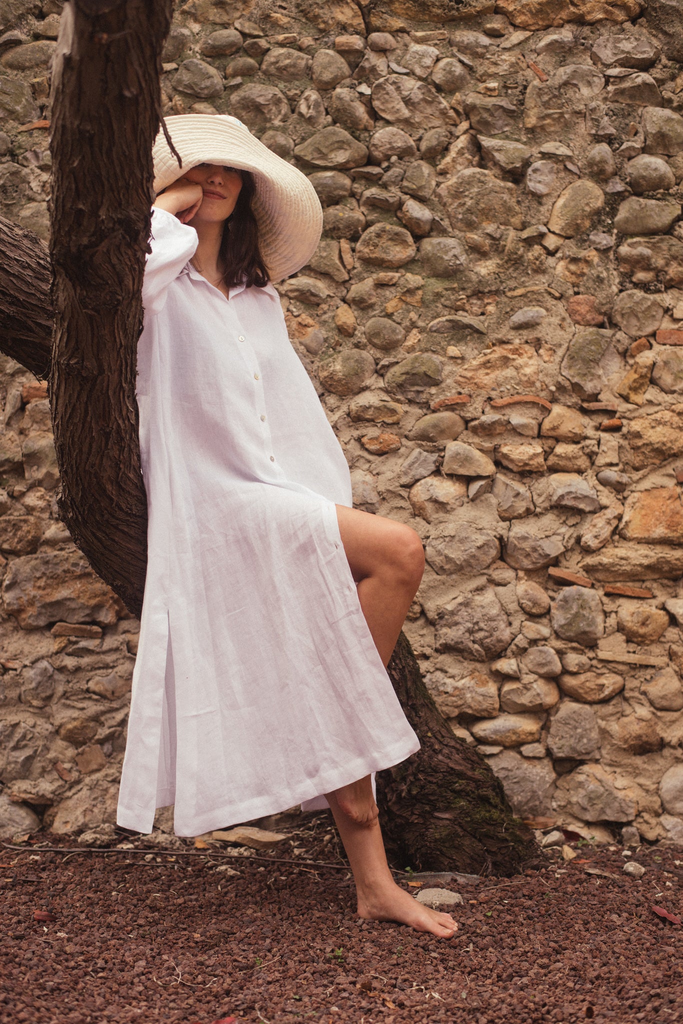 WHITE LINEN DRESS