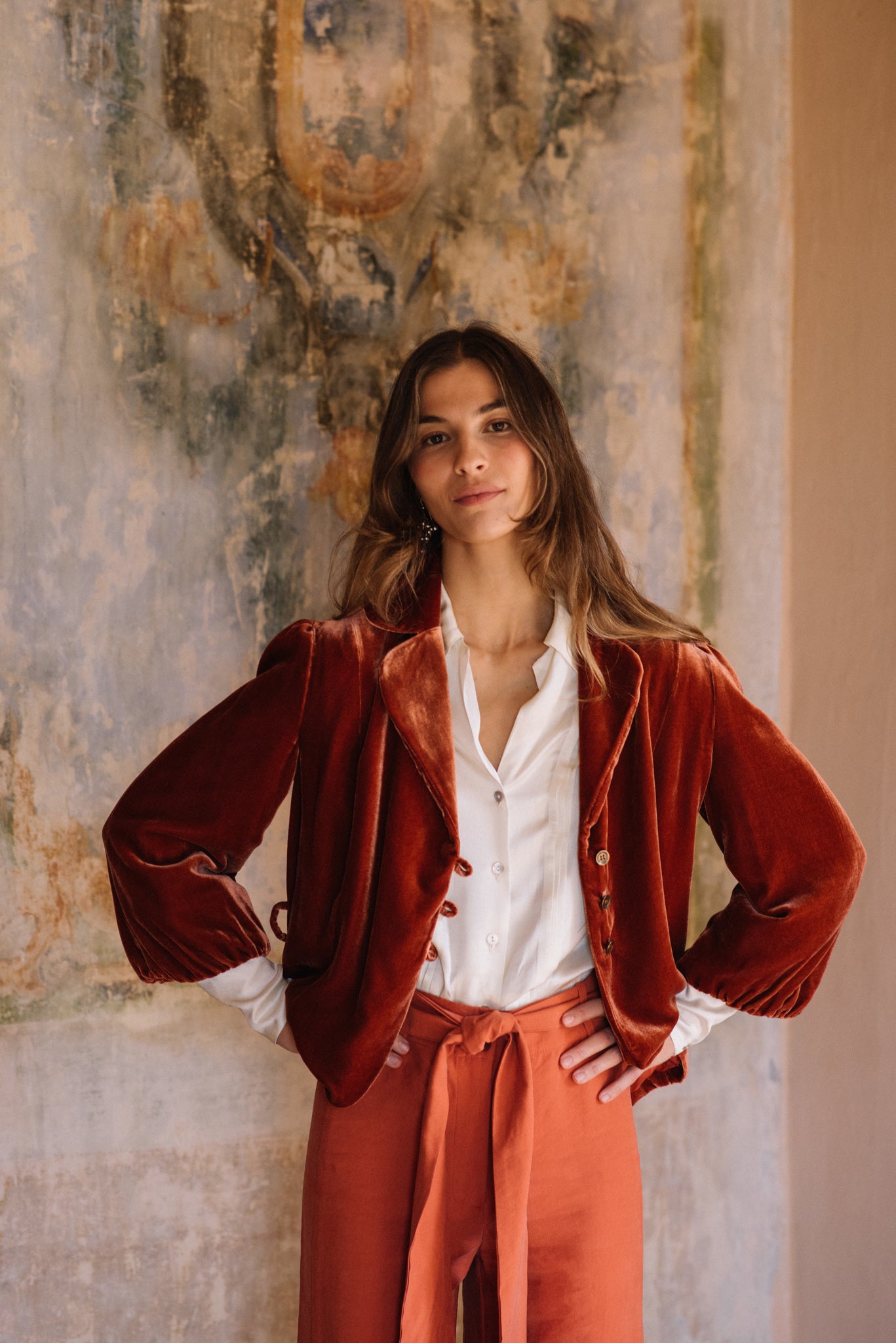 CHAQUETA TERCIOPELO TEJA