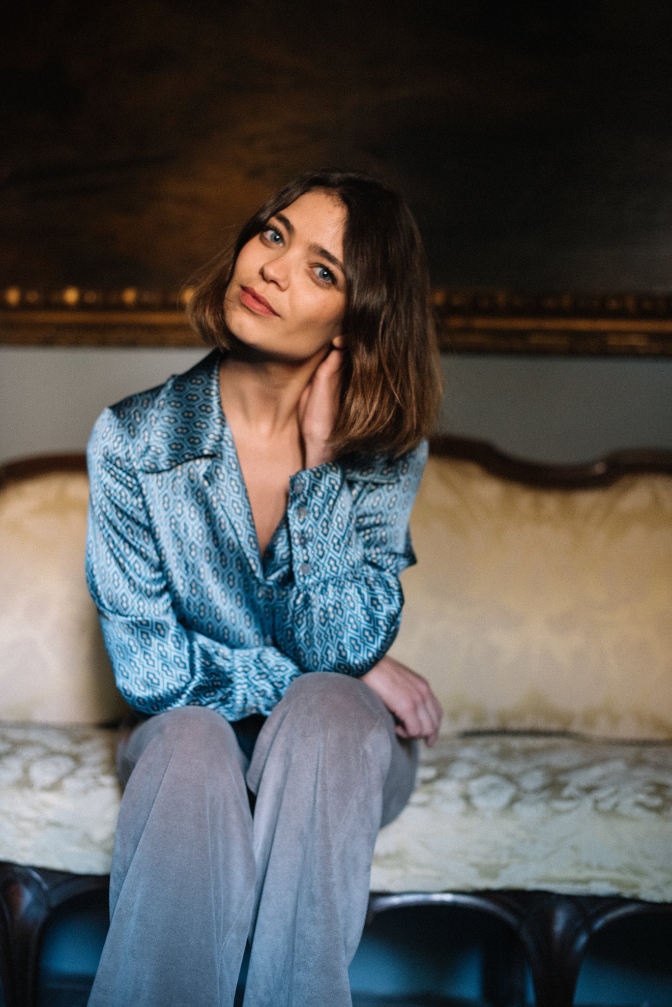 BLUSA DE SEDA AZUL