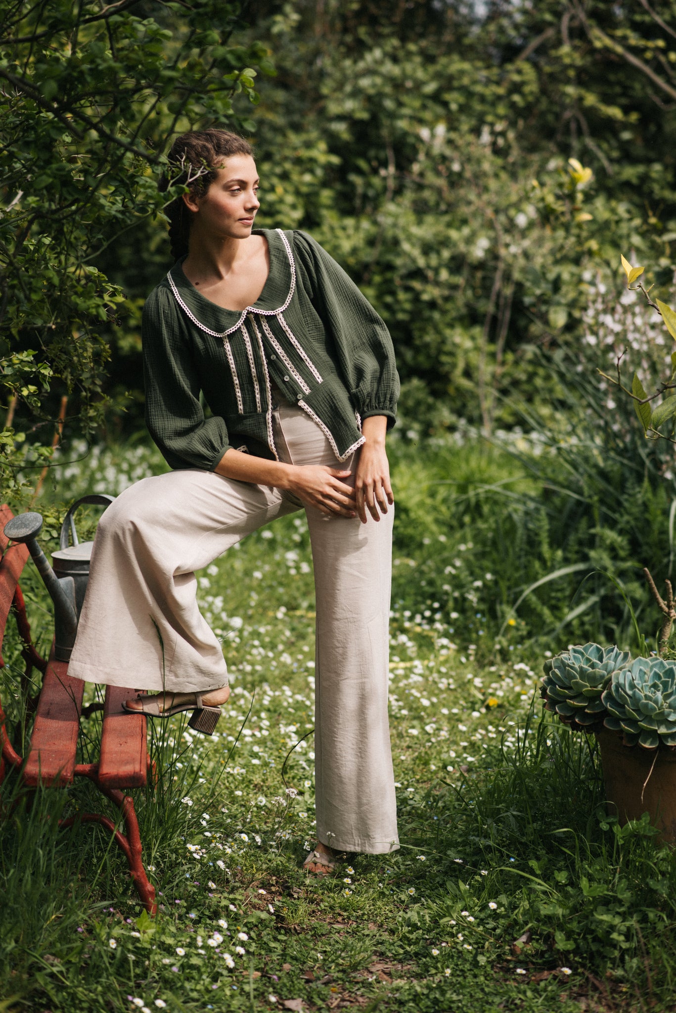 GREEN GARDENIA BLOUSE