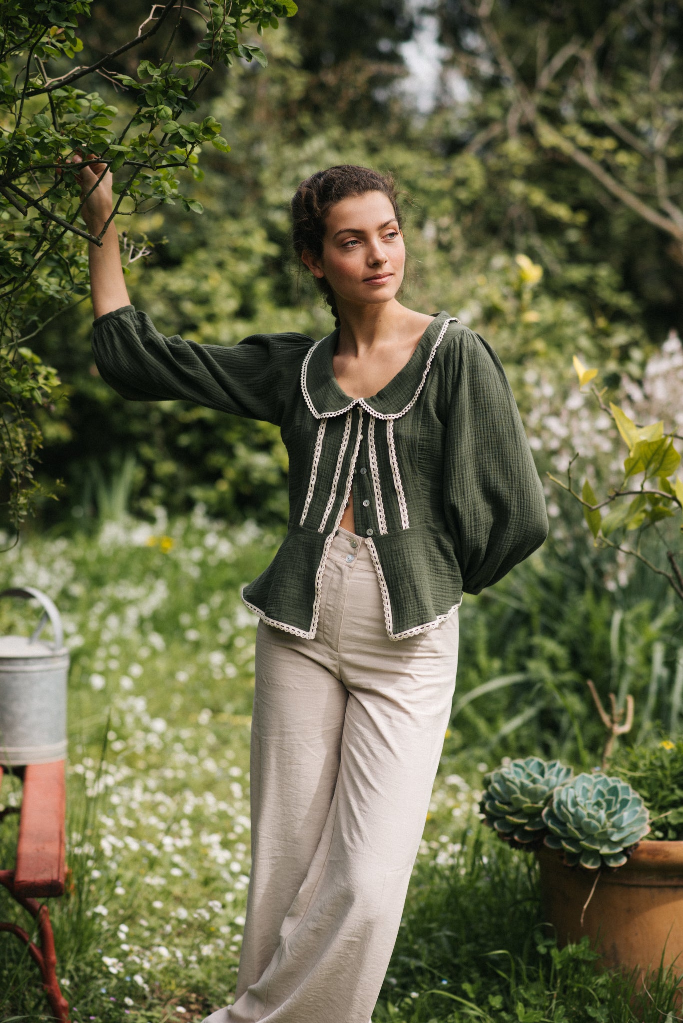 GREEN GARDENIA BLOUSE