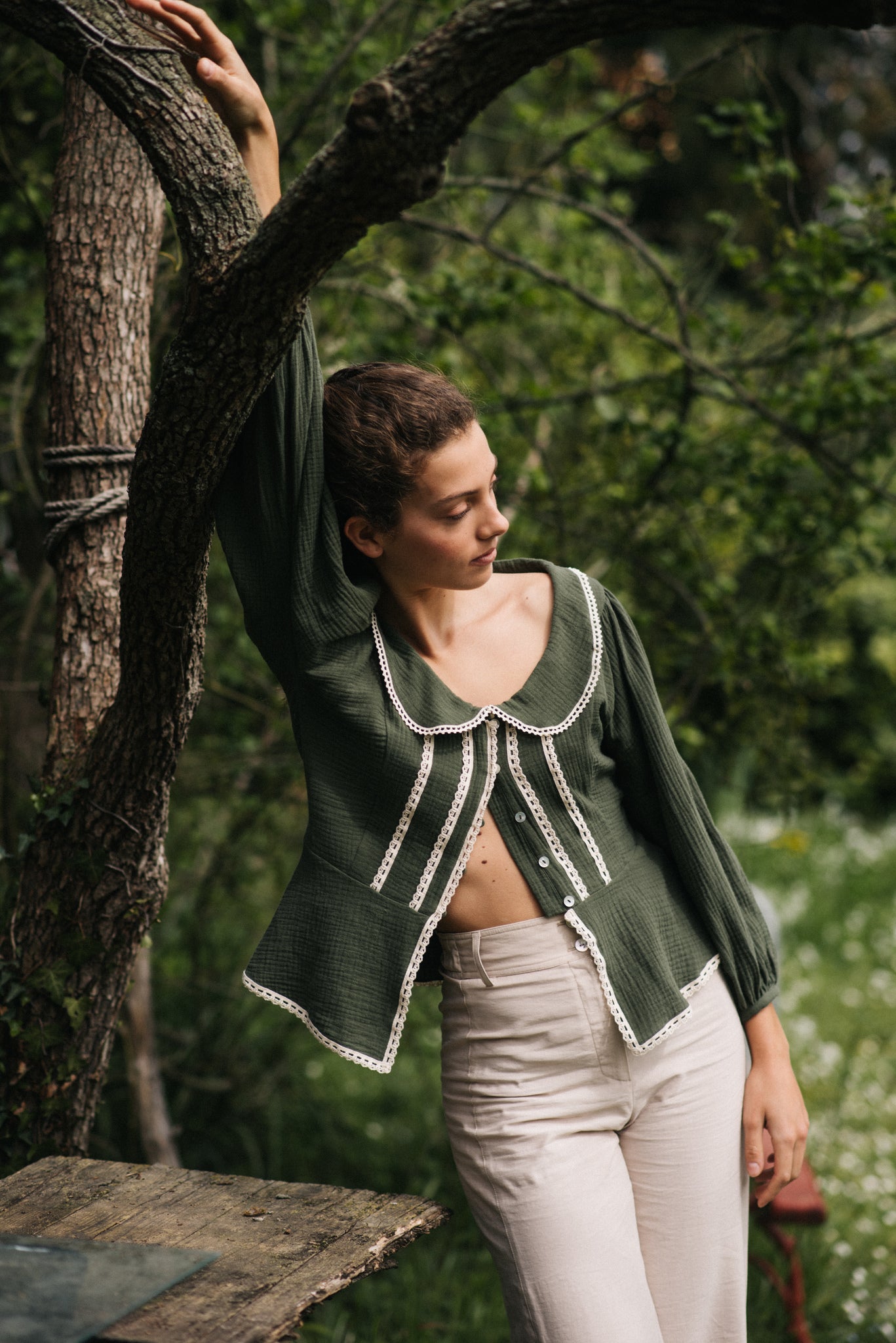 GREEN GARDENIA BLOUSE