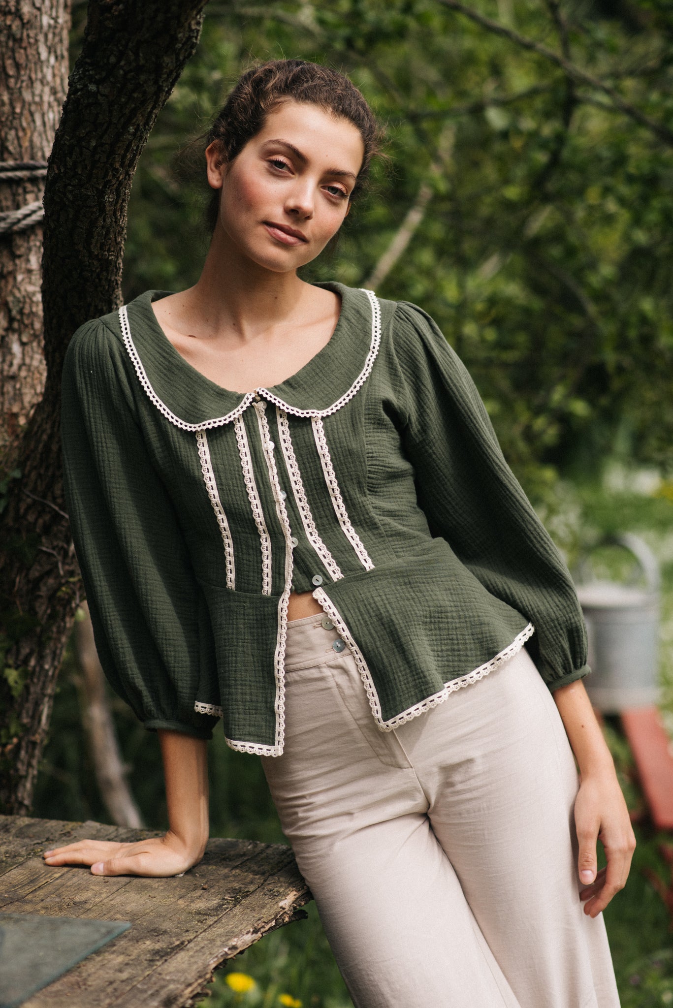 GREEN GARDENIA BLOUSE