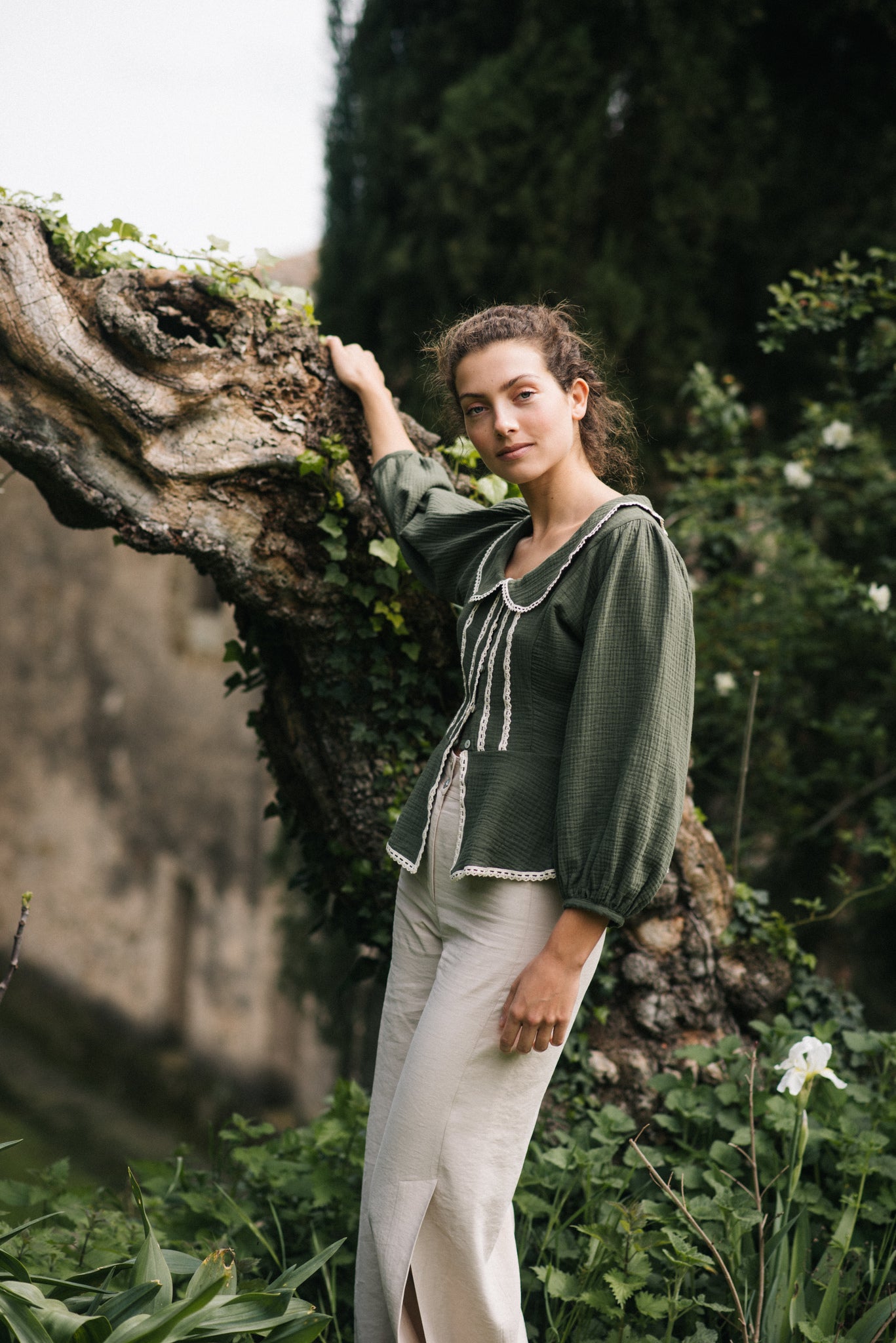 GREEN GARDENIA BLOUSE