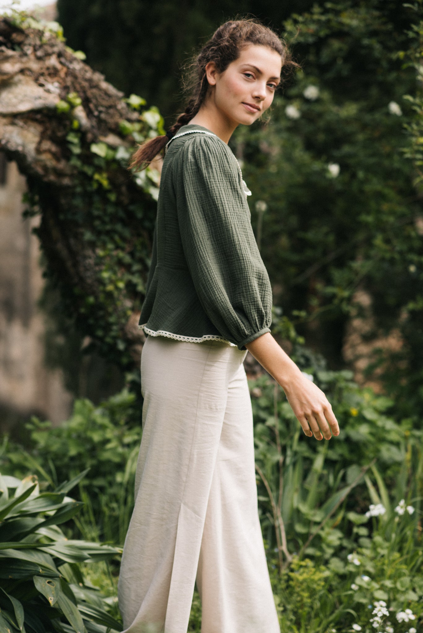 GREEN GARDENIA BLOUSE