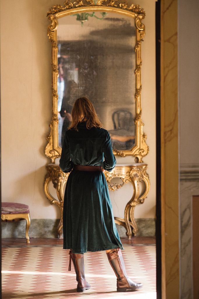 VESTIDO TERCIOPELO VERDE