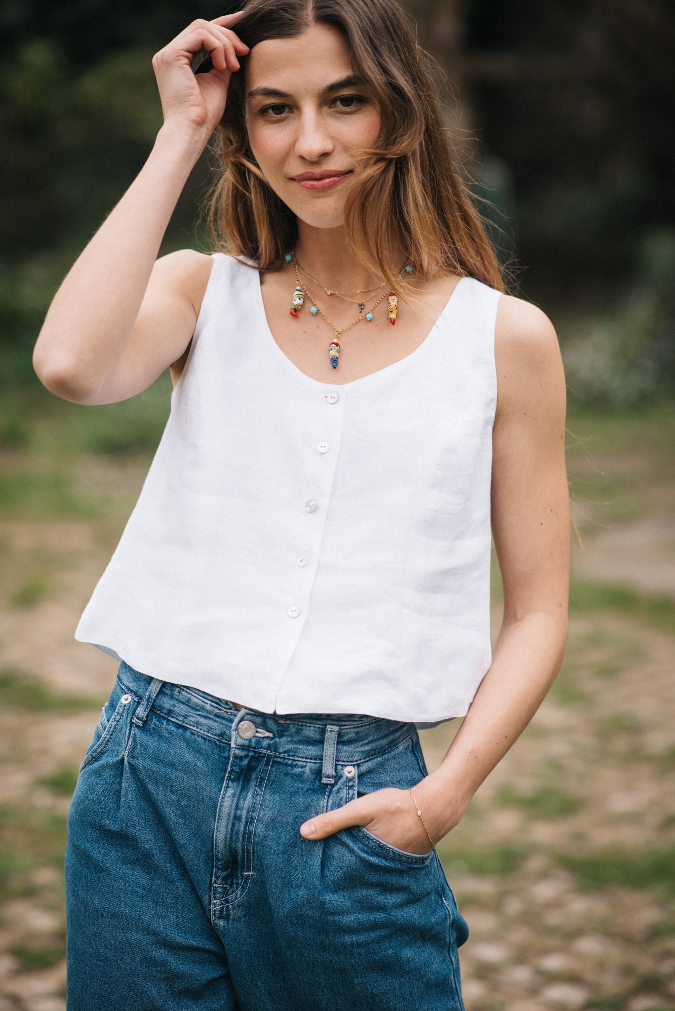 LINEN BEL TOP