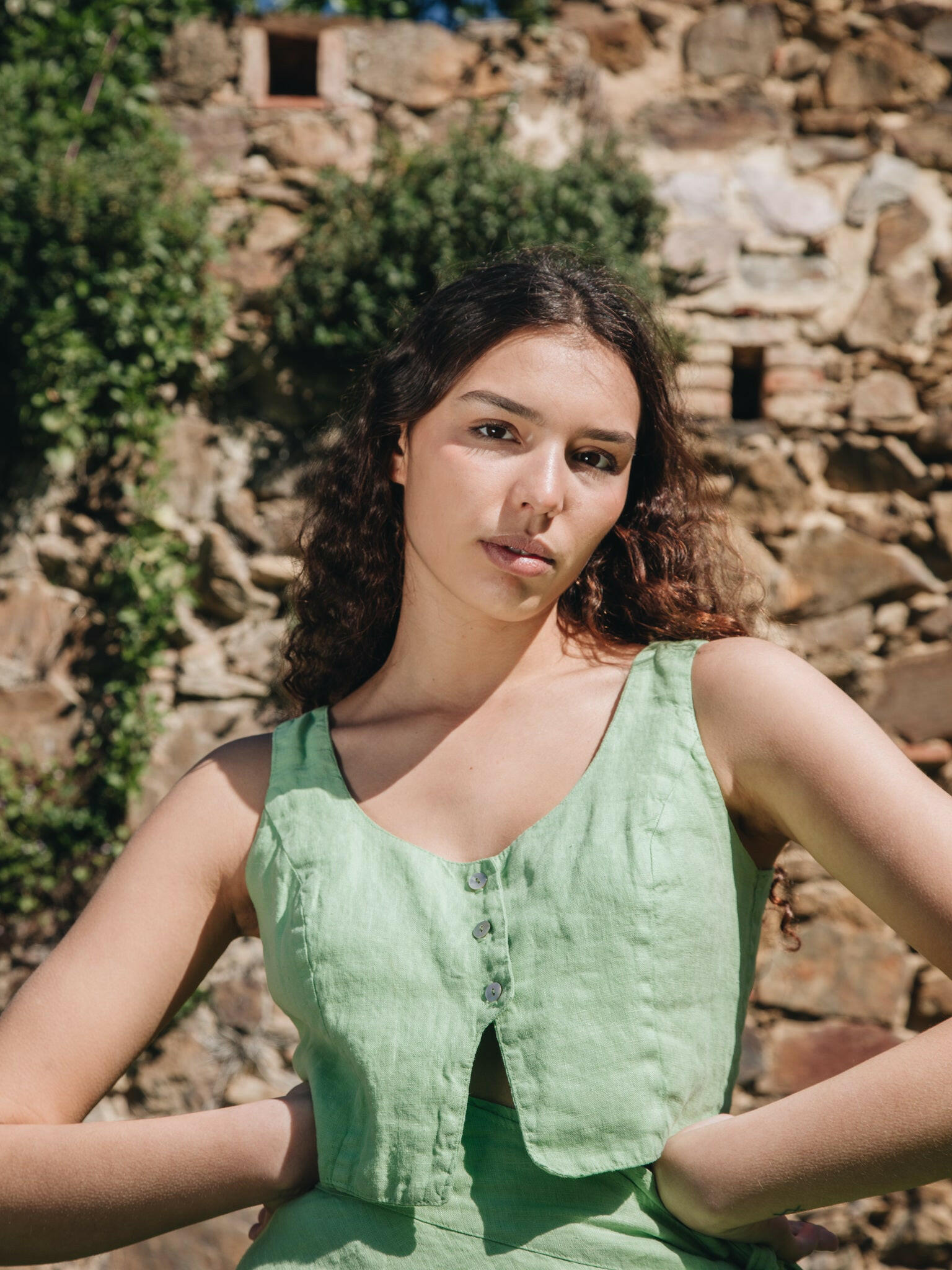 TOP SALVIA LINEN GREEN