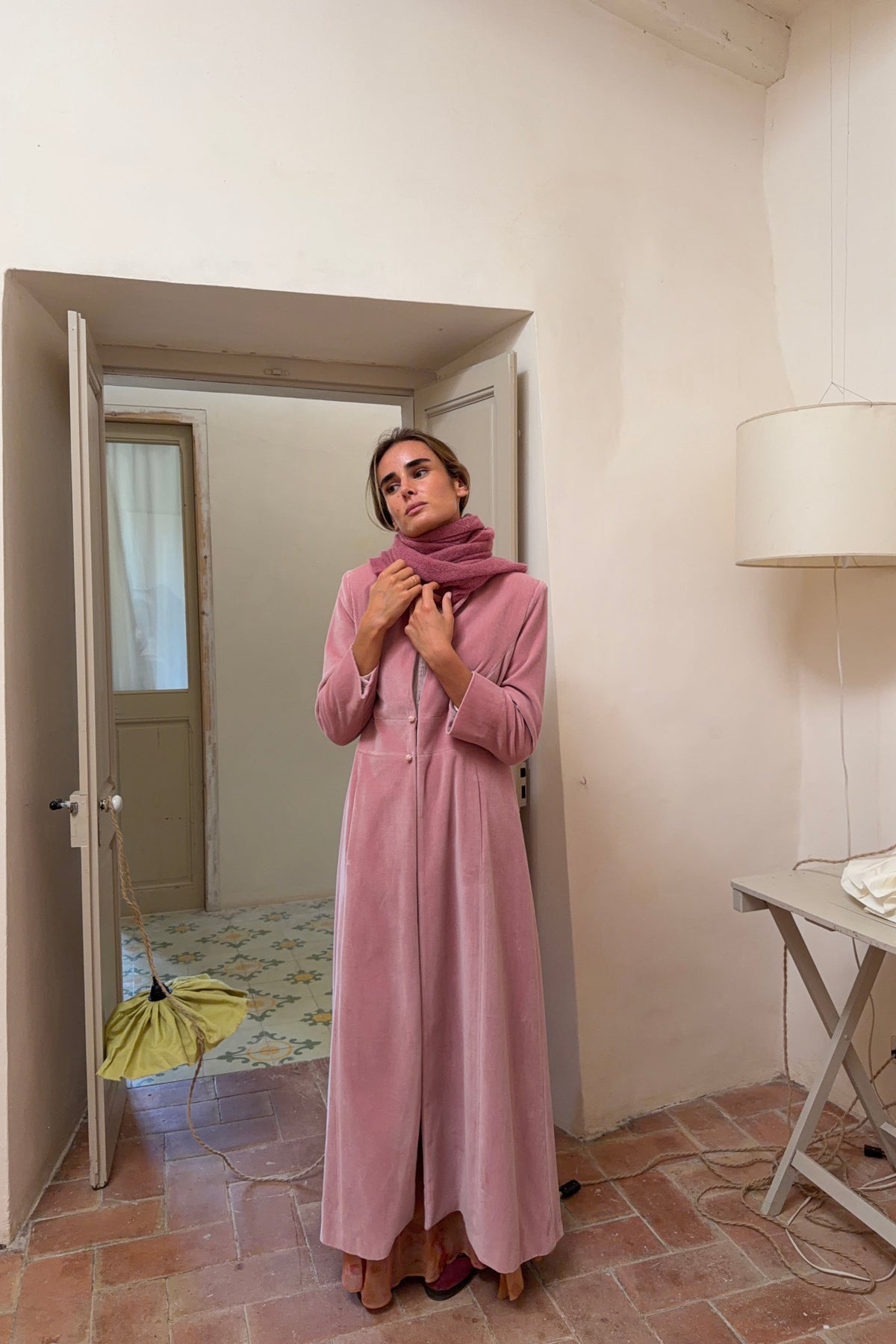 ABRIGO TERCIOPELO ROSA