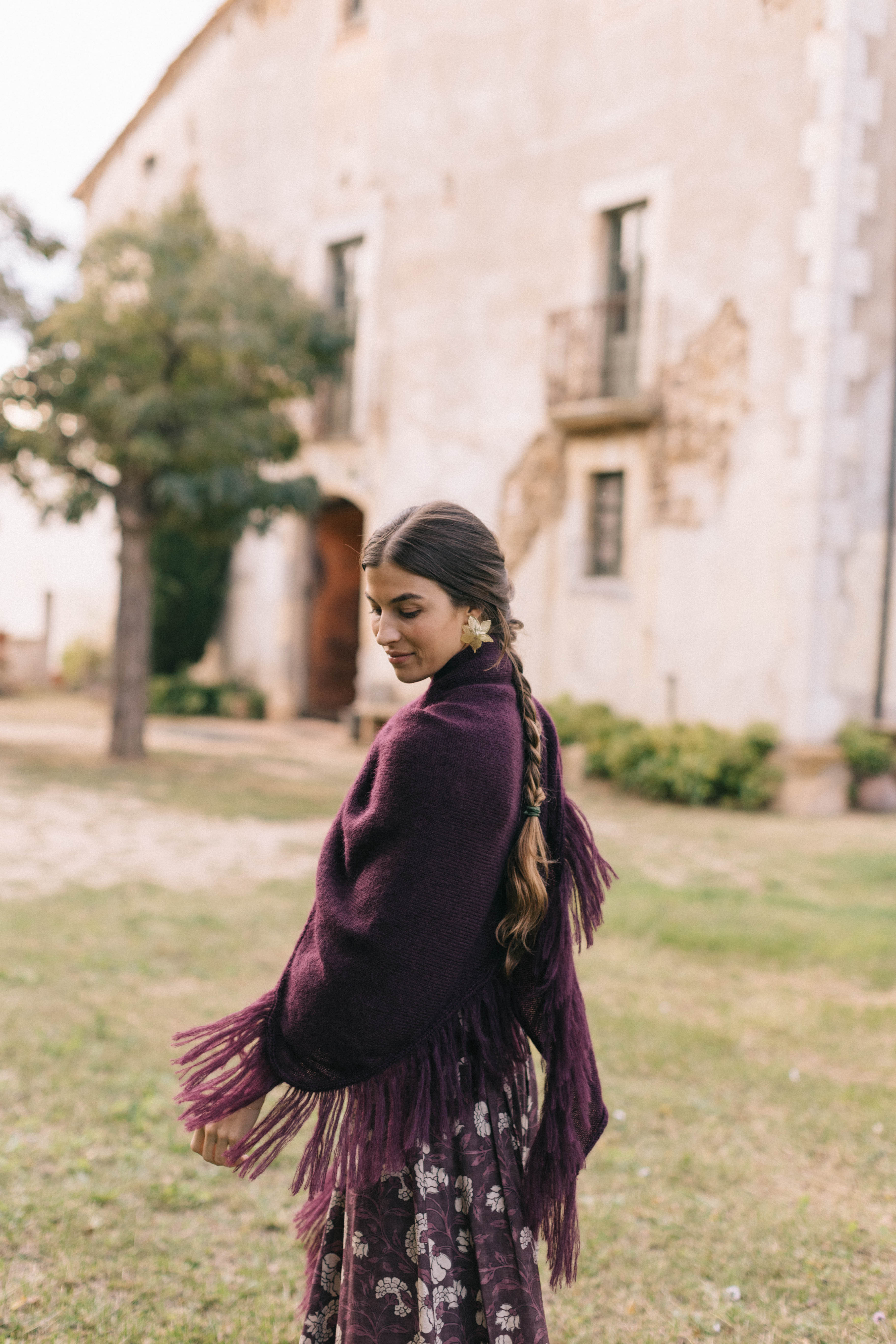 AUBERGINE MOHAIR SHAWL