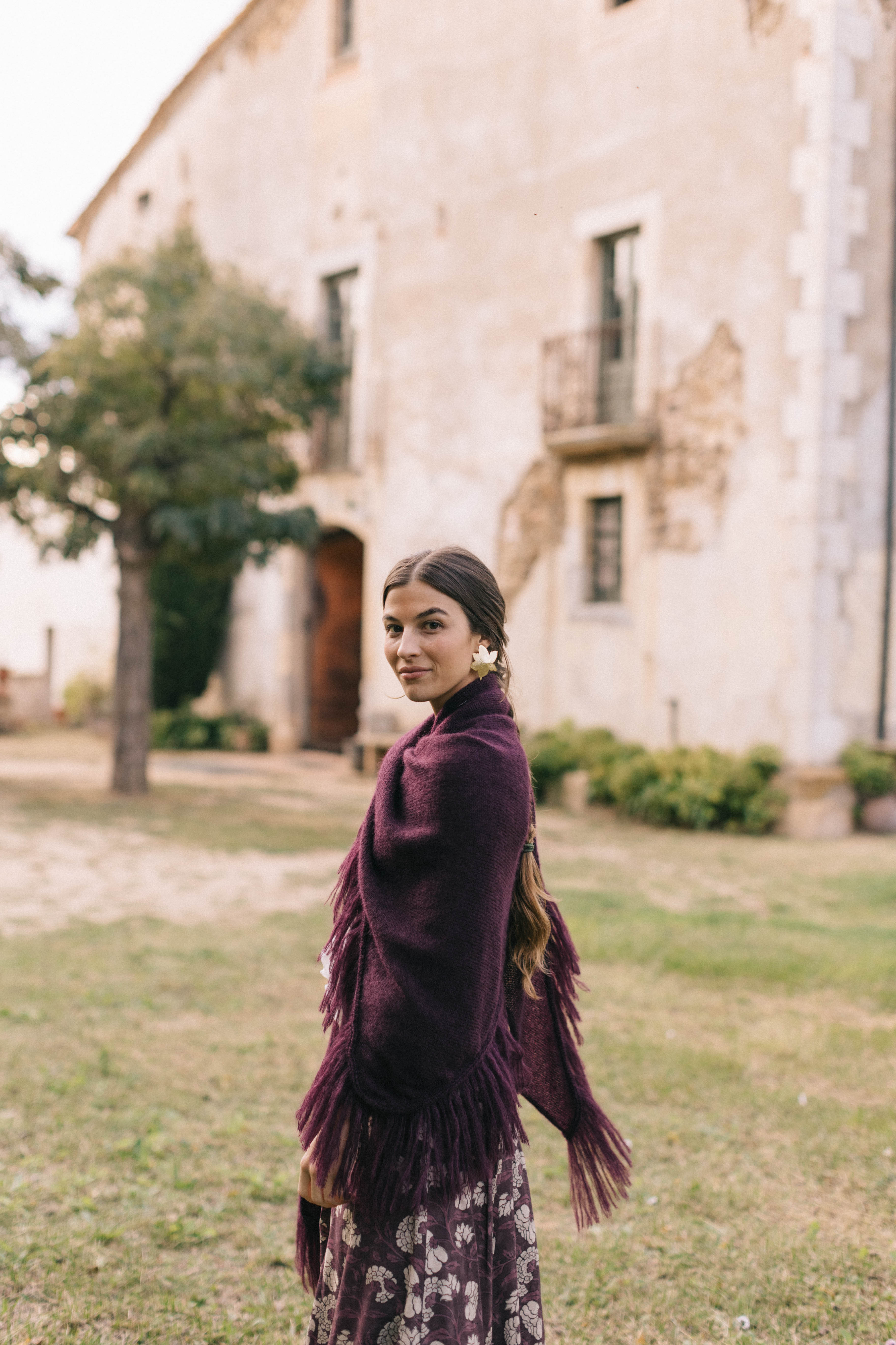AUBERGINE MOHAIR SHAWL