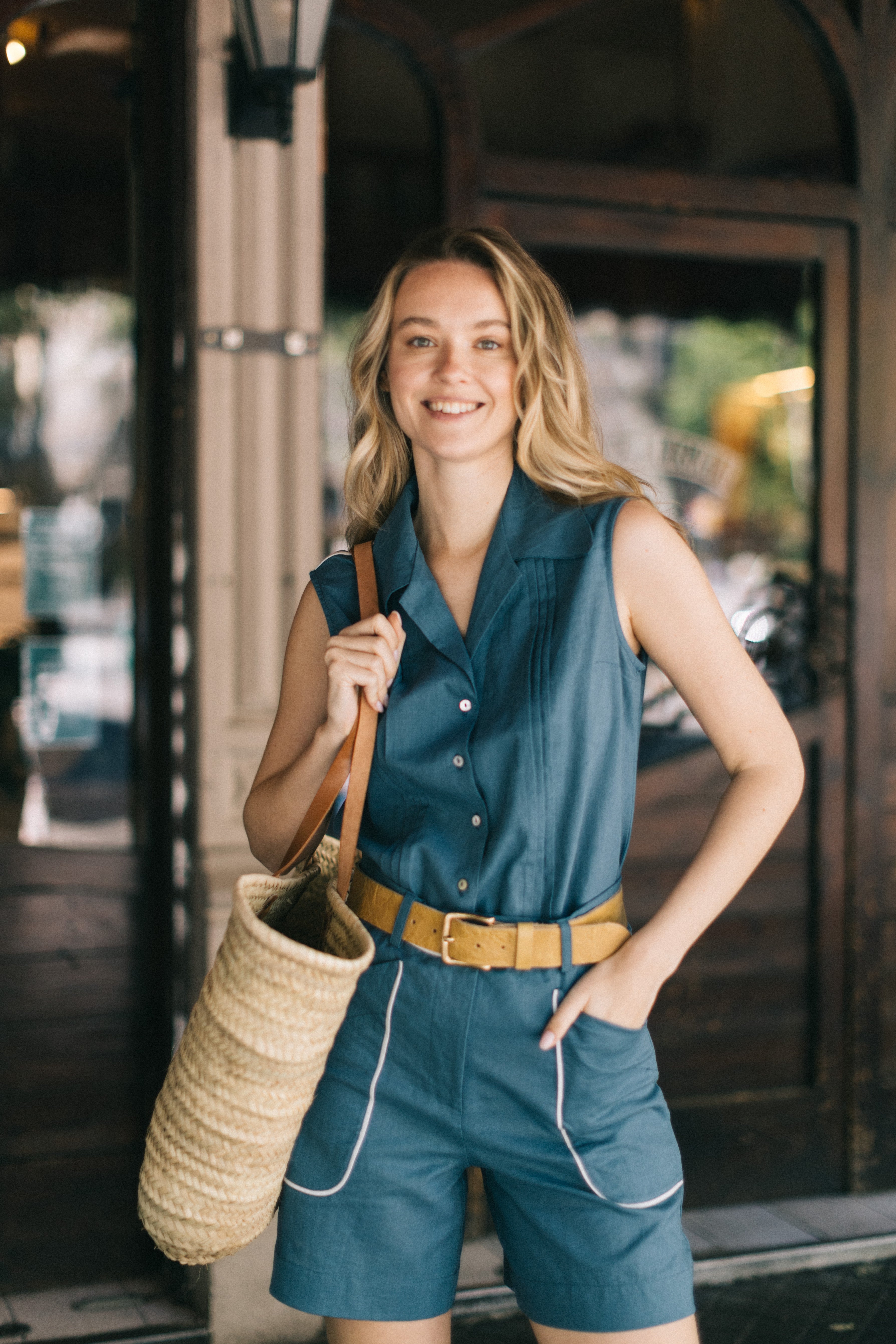 BLUE LINEN TOP