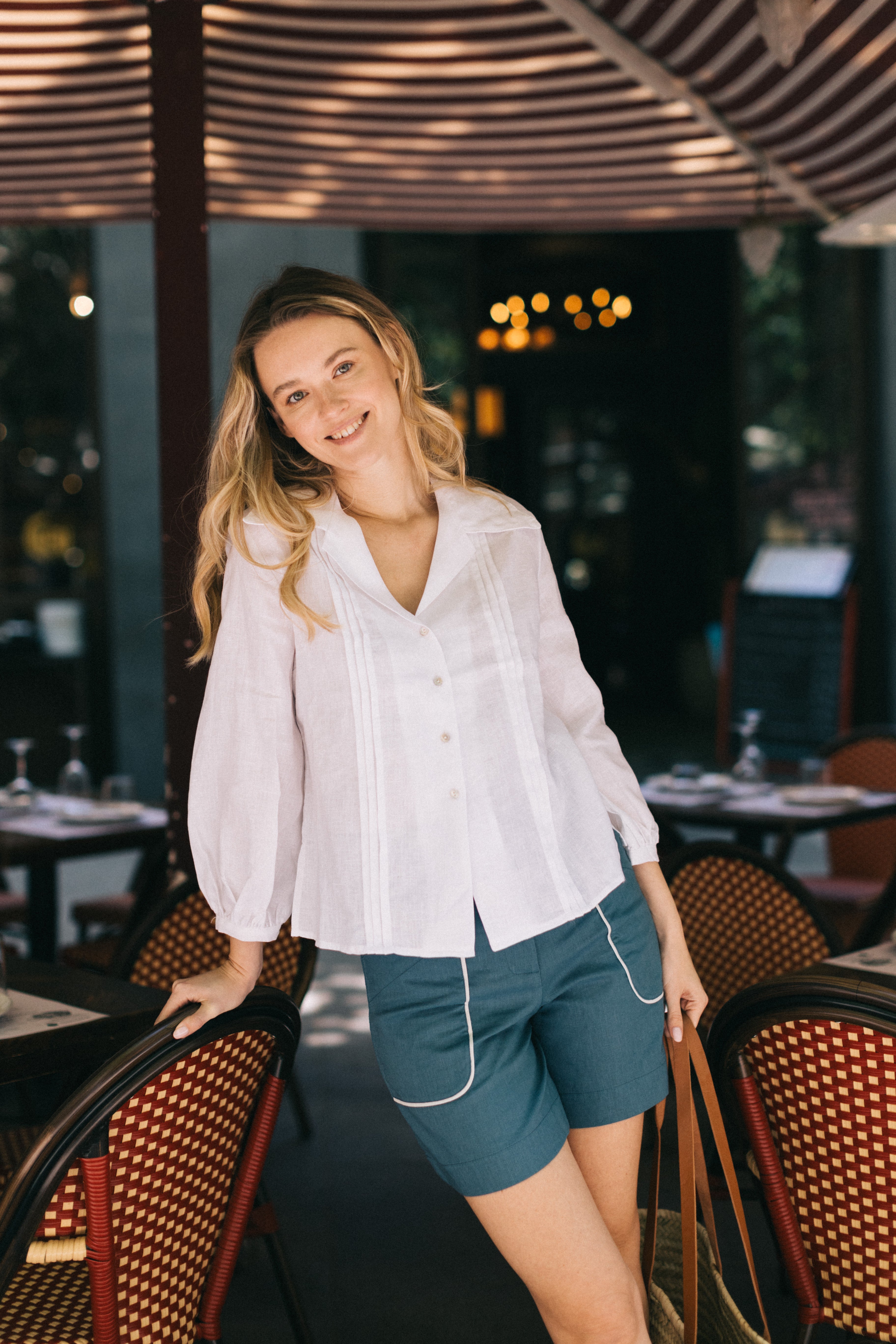 WHITE LINEN BLOUSE