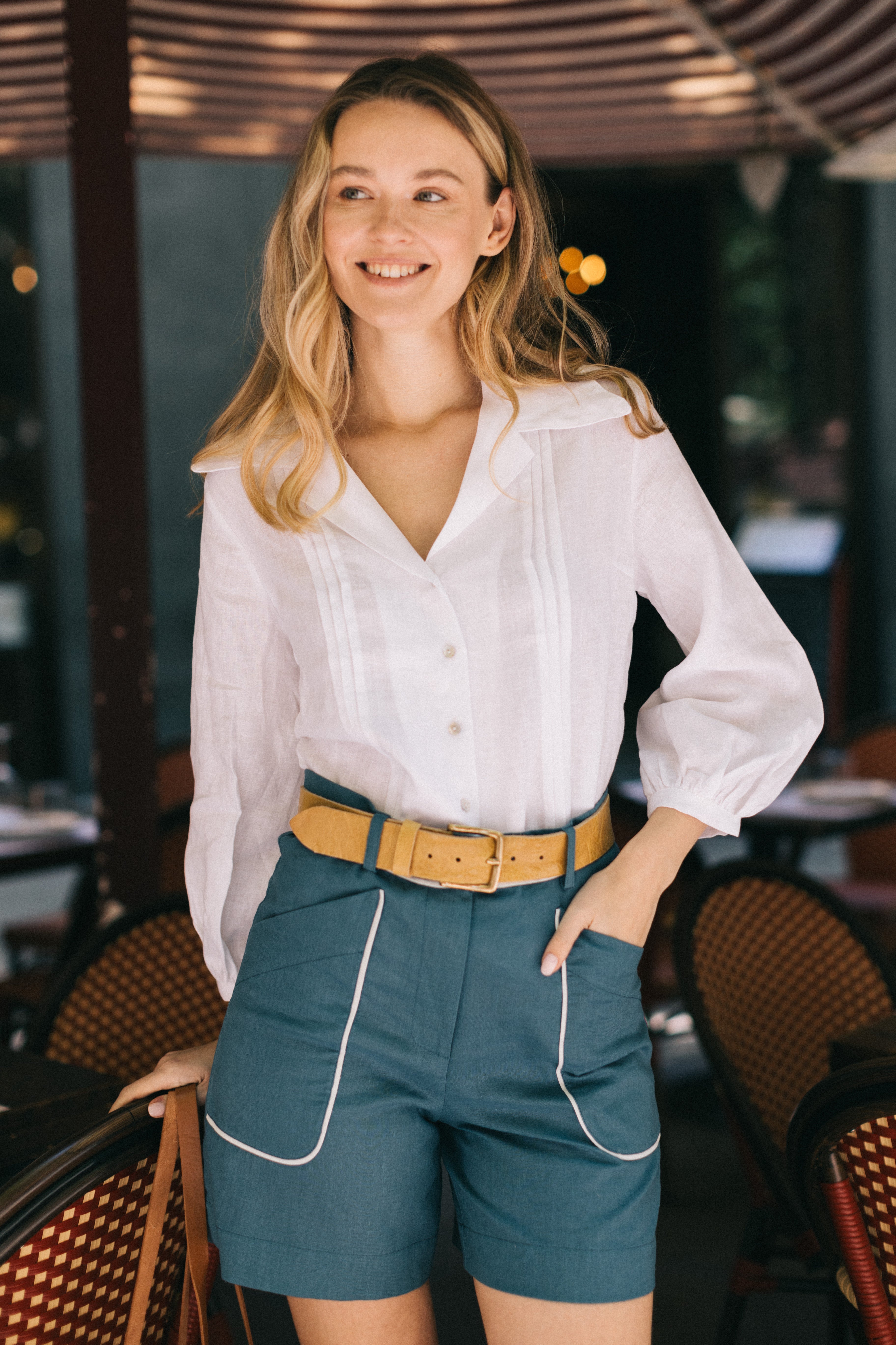WHITE LINEN BLOUSE