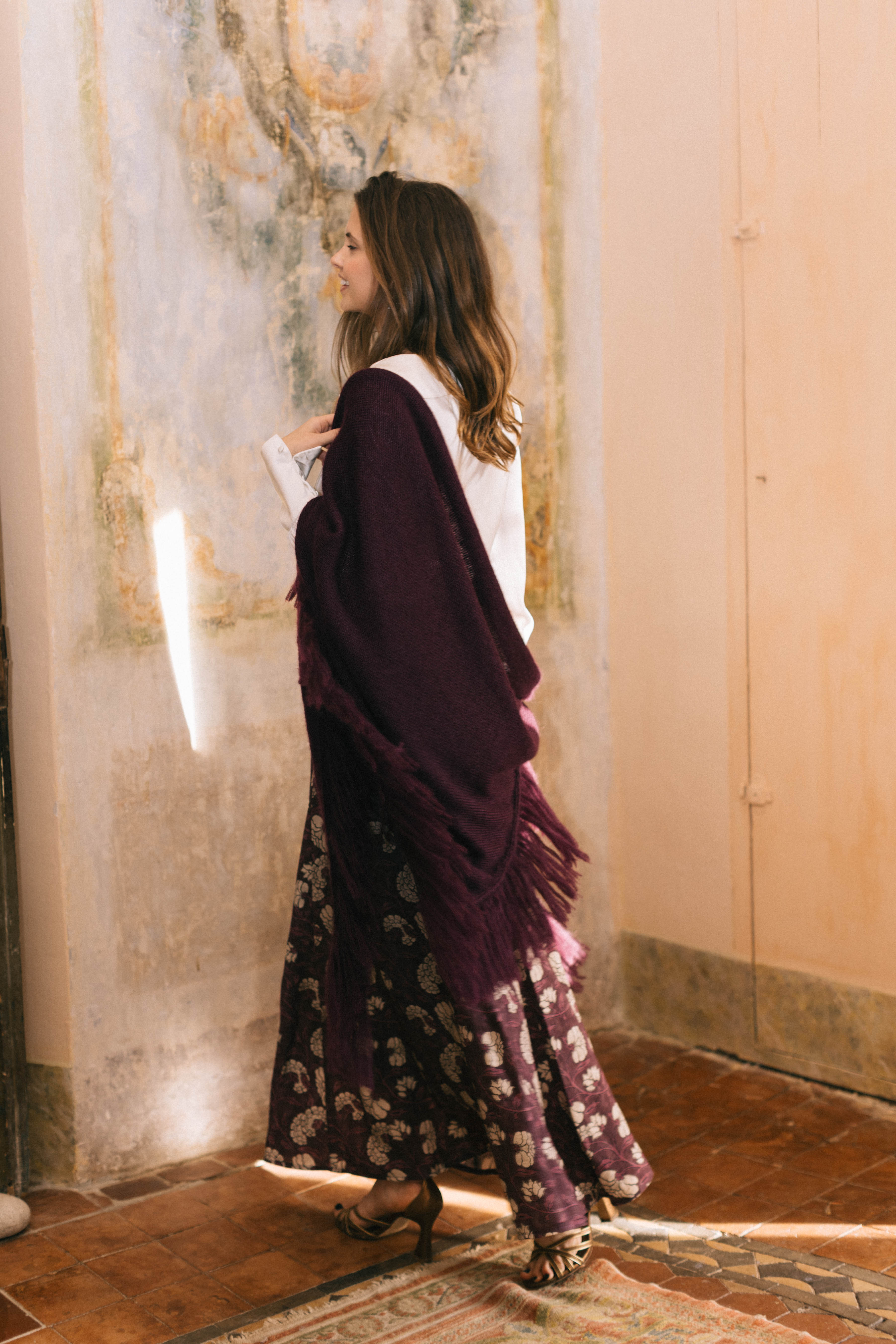 AUBERGINE MOHAIR SHAWL